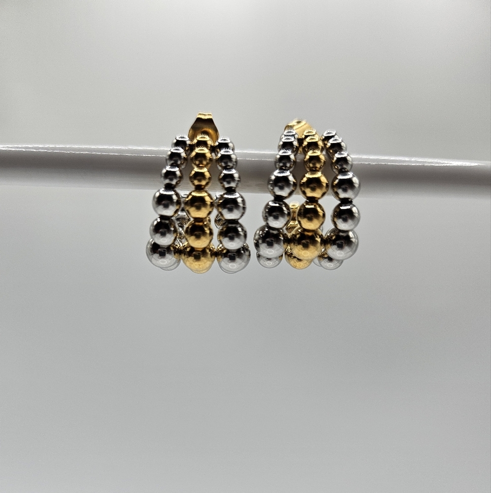 🆕️Round beads connected hoop earrings
